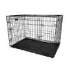 42inches Dogs Crate Folding Metal Pets Crates Double Door Puppy Cage Easy Set Up