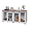 VEVOR 72" Dog Crate Furniture for 2 Dogs, Double Dog Crate Furniture with Double Sliding Doors, Large Dog Crate TV Stand with Removable Tray, Steel F)