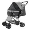 VEVOR Pet Stroller, 44 lbs Weight Capacity, Foldable Dog Stroller Cart, 4 Wheels Cats Stroller with Mesh Windows & Revrsible Handle, Portable Pet Car)