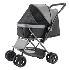 VEVOR Pet Stroller, 44 lbs Weight Capacity, Foldable Dog Stroller Cart, 4 Wheels Cats Stroller with Mesh Windows & Revrsible Handle, Portable Pet Car)