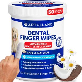 Dog Teeth Cleaning Wipes 50 Dog Dental Care Finger Wipes Disposable Finger Toothbrush for Removing Plaque and Tartar Buildup Oral Freshness Healthy T)