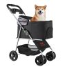 VEVOR Pet Stroller, 35 lbs Weight Capacity, Foldable Dog Stroller Cart, 4 Wheels Cats Pram with Detachable Carrier & Mesh Windows, Portable Animal Ca)