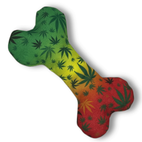 Stoned to da Bone, Cute Stuffed Rasta Leaf Bone Dog Toy, Funny Squeaky Weed Toy, Cool Plush Novelty 420 Gift for for Puppies & Small, Medium & Large )