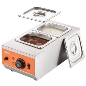 VEVOR Chocolate Tempering Machine, 9 Lbs 2 Tanks Chocolate Melting Pot with TEMP Control 86~185°F, 800W Stainless Steel Electric Commercial Food Warm)