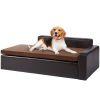 VEVOR Pet Sofa, Dog Couch for Large-Sized Dogs and Cats, Soft Leather Dog Sofa Bed, 110 lbs Loading Cat Sofa, Brown