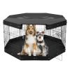 VEVOR Dog Playpen, 8 Pcs 30"H x 24"W Panels Foldable Metal Pet Exercise Pen, Dog Fence Indoor and Outdoor Pen with Door, Bottom Pad and Top Cover, Pe)