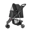 VEVOR Pet Stroller, 35 lbs Weight Capacity, Foldable Dog Stroller Cart, 3 Wheels Cats Stroller with Mesh Windows and Cup Holders, Portable Pet Carrie)