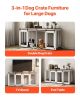 VEVOR 72" Dog Crate Furniture for 2 Dogs, Double Dog Crate Furniture with Double Sliding Doors, Large Dog Crate TV Stand with Removable Tray, Steel F)