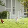 4 Pieces Dog Agility Training Equipment Set with Weave Poles, Spray Water Tube, Whistle, Carry Bag, White