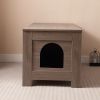 Cat Litter Box Enclosure, Litter Box Furniture Hidden with Barn Door, Wooden Cat Washroom Furniture, Cat House, End Table, Fit Most of Litter Box, Gr)