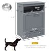 Pet Feeding Station, Dog Food Storage Cabinet w/ Adjustable Raised Bowls, White