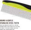 Dog Comb for Removes Tangles and Knots - Cat Comb for Removing Matted Fur - Grooming Tool with Stainless Steel Teeth and Non-Slip Grip Handle - Best )