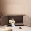 Cat Litter Box Enclosure, Litter Box Furniture Hidden with Barn Door, Wooden Cat Washroom Furniture, Cat House, End Table, Fit Most of Litter Box, Gr)