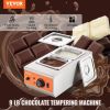 VEVOR Chocolate Tempering Machine, 9 Lbs 2 Tanks Chocolate Melting Pot with TEMP Control 86~185°F, 800W Stainless Steel Electric Commercial Food Warm)
