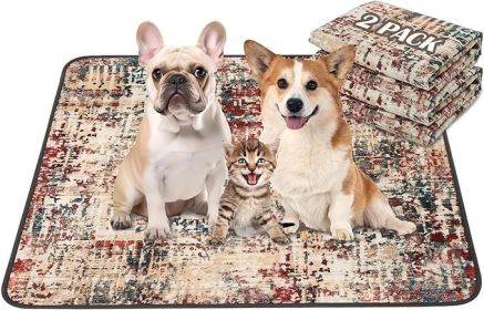 Qeils Washable Pee Pads for Dogs, 2 Pack Reusable Puppy Pads 18"x24" Super Absorbent Leakproof Dog Training Pads, Non-Slip Potty Pads for Floor, Crat)