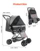VEVOR Pet Stroller, 44 lbs Weight Capacity, Foldable Dog Stroller Cart, 4 Wheels Cats Stroller with Mesh Windows & Revrsible Handle, Portable Pet Car)