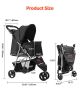 VEVOR Pet Stroller, 35 lbs Weight Capacity, Foldable Dog Stroller Cart, 3 Wheels Cats Stroller with Mesh Windows and Cup Holders, Portable Pet Carrie)