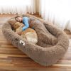 Human Dog Bed, Large Size Fits You and Pets, Washable Faux Fur Dog Bed for People Doze Off, Napping Orthopedic Dog Bed, Present Plump Pillow, Blanket)