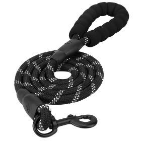 5FT Dog Leash Dog Training Walking Lead w/ Foam Handle Highly Reflective Treads Strong Nylon Dog Rope For Small Medium Dogs (Option: Black)