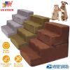 Dog Stairs Pet Step For Bed Couch Sofa Car 4 Steps Soft Foam Detachable Dogs Cats Climb Ladder