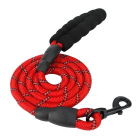 5FT Dog Leash Dog Training Walking Lead w/ Foam Handle Highly Reflective Treads Strong Nylon Dog Rope For Small Medium Dogs (Option: Red)