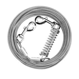 49.2FT Dog Tie Out Cable Long Dog Leash Chew Proof Lead Dog Chain with Durable Spring 360° Rotatable Clips PVC Case for Outside Yard Caming (Option: Grey_15M)