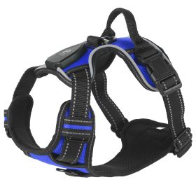 Light Up Dog Harness Rechargeable LED Dog Harness No Pull Lighted Dog Vest with Handle for Small/Medium/Large Dogs (Option: DarkBlue_L)