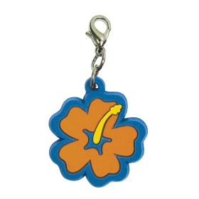 Soft PVC Rubber Hibiscus Charms (Color: Orange w/Blue Trim)
