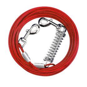 49.2FT Dog Tie Out Cable Long Dog Leash Chew Proof Lead Dog Chain with Durable Spring 360° Rotatable Clips PVC Case for Outside Yard Caming (Option: Red_15M)