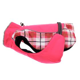 Alpine All-Weather Dog Coat (Color: Raspberry Plaid, size: X-Large)