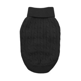 Combed Cotton Cable Knit Dog Sweater (Color: Jet Black, size: X-Large)