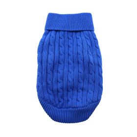 Combed Cotton Cable Knit Dog Sweater (Color: Riverside Blue, size: large)