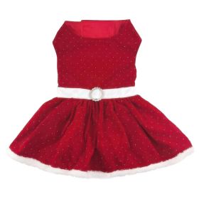 Holiday Dog Harness Dress (Color: Red Velvet Sparkle, size: large)