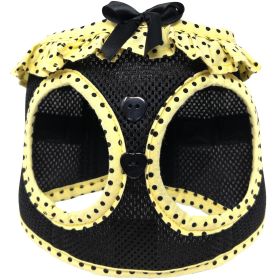 American River Choke Free Dog Harness Polka Dot Collection (Color: Yellow and Black Polka Dot, size: small)
