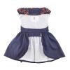 Navy Dog Dress with Plaid Ruffles