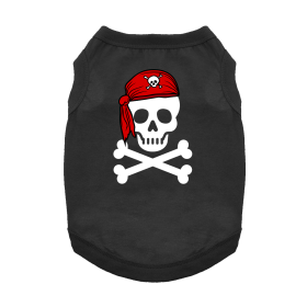 Pirate Skull with Red Bandana Dog Shirt (Color: Jet Black, size: medium)